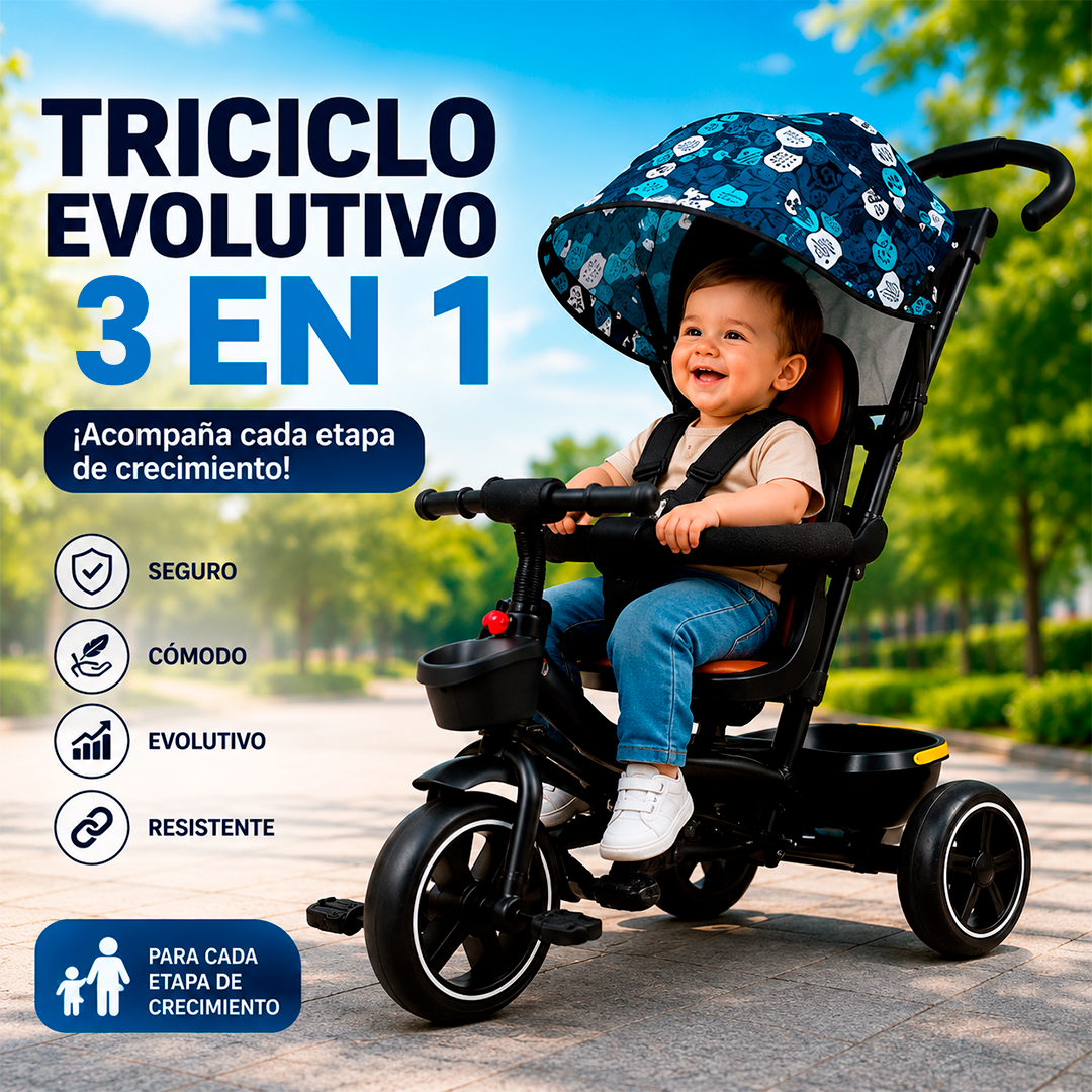 Triciclo Coche para Niños 3 en 1
