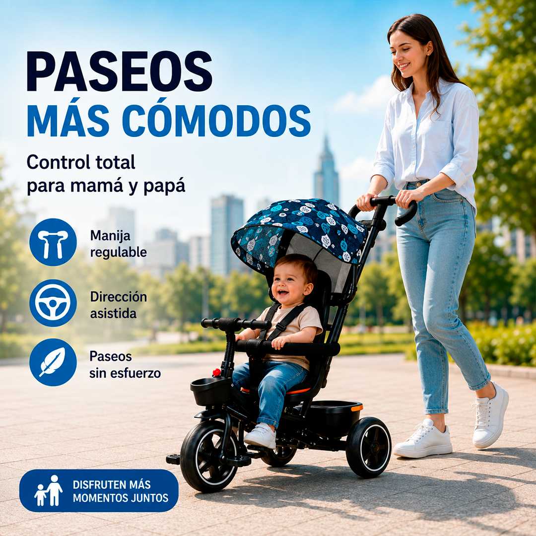 Triciclo Coche para Niños 3 en 1