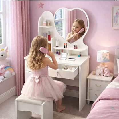 Vanity Tocador Diseño de Corazón- Para Mujeres y Niñas