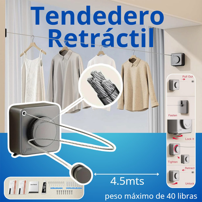 Tendedero de Ropa Retráctil